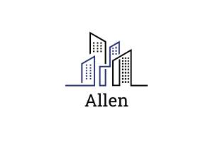 blue and black buildings with Allen writen below them to represent the area we serve